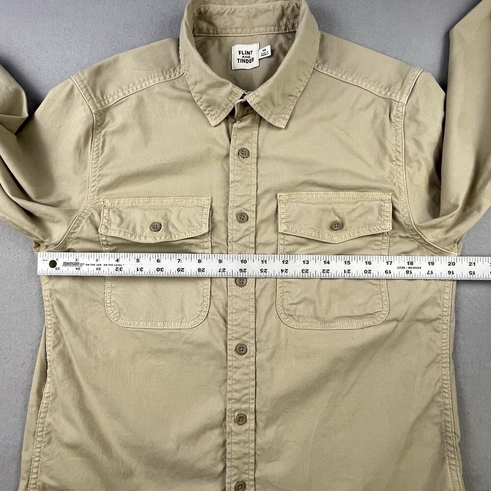 Flint and Tinder Stretch Canvas Expedition Shirt Men’s Medium Tan Chest Pockets - Picture 8 of 10